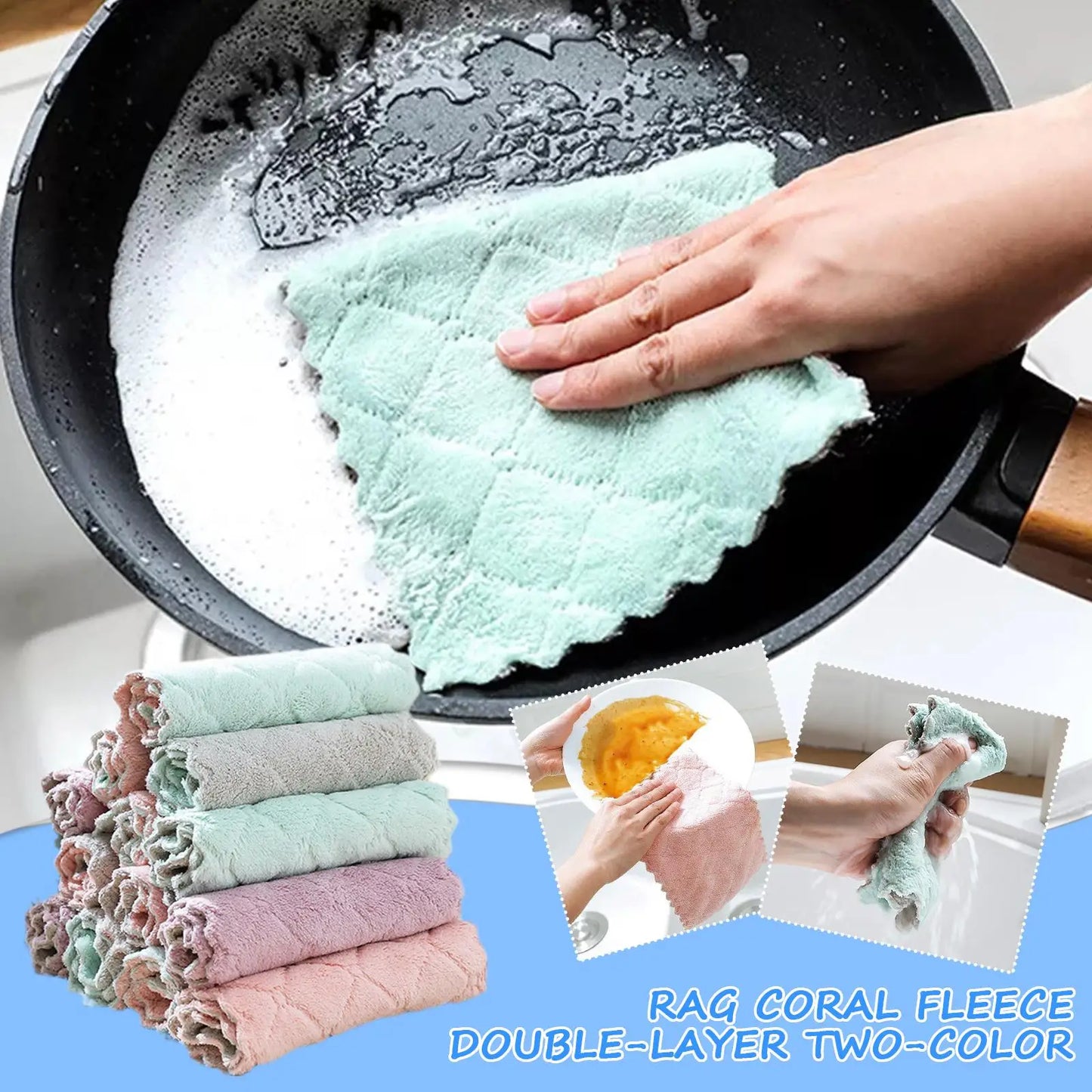 1pcs Microfiber Towel Absorbent Kitchen Cleaning Cloth Household Napkins Towel Tableware Rags Dish Non-stick Oil Cleaning M1C7