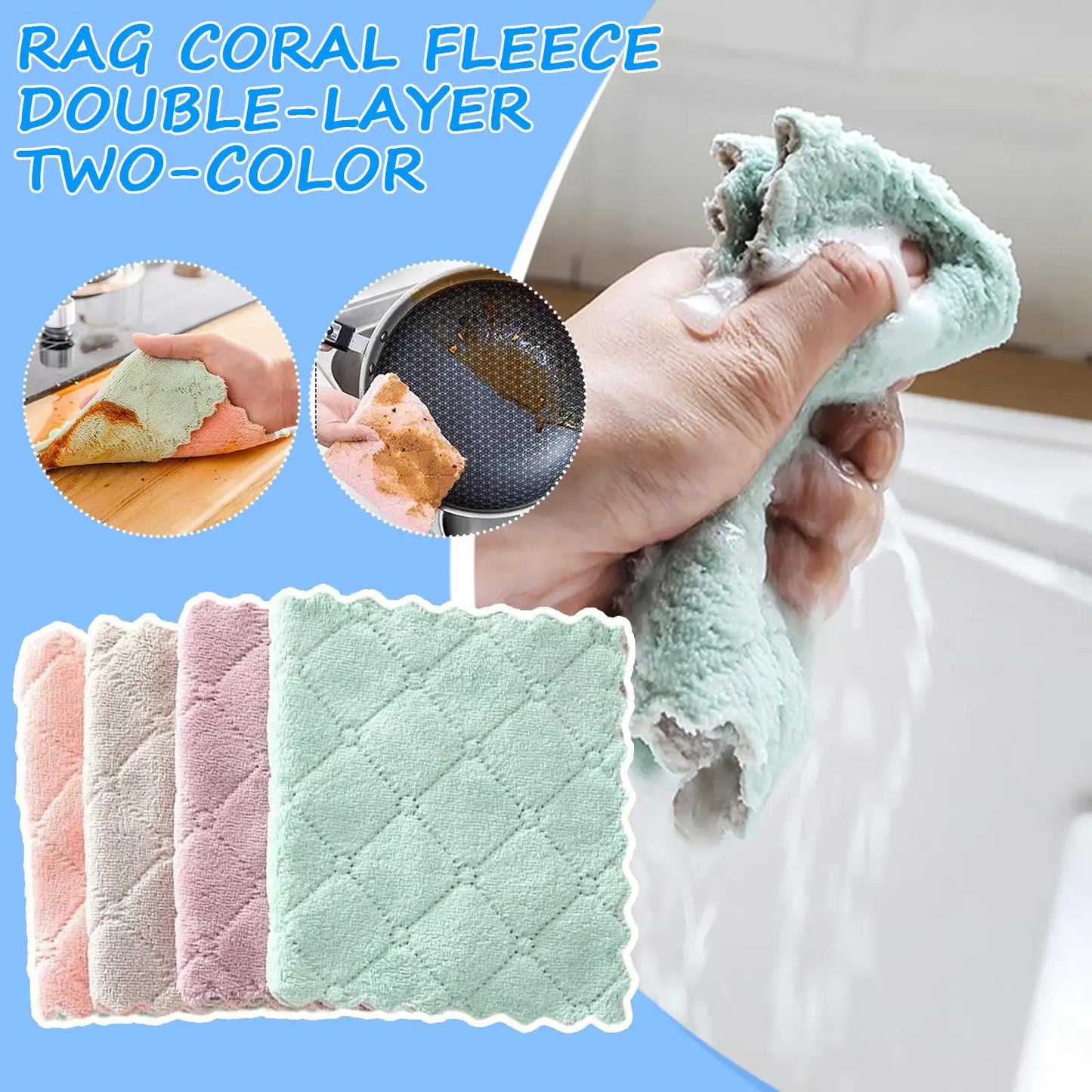 1pcs Microfiber Towel Absorbent Kitchen Cleaning Cloth Household Napkins Towel Tableware Rags Dish Non-stick Oil Cleaning M1C7